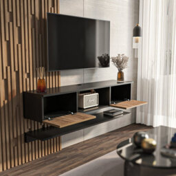 Decorotika Modern Elia Tv Unit With Storage Black And Alina - thumbnail 4