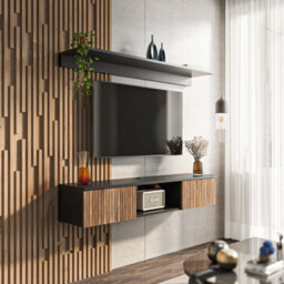 Decorotika Modern Elia Tv Unit With Storage Black And Alina - thumbnail 5