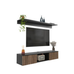 Decorotika Modern Elia Tv Unit With Storage Black And Alina - thumbnail 6