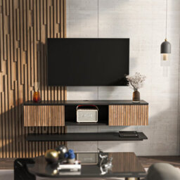 Decorotika Modern Elia Tv Unit With Storage Black And Alina - thumbnail 1