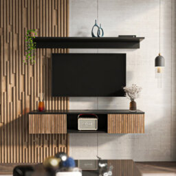 Decorotika Modern Elia Tv Unit With Storage Black And Alina - thumbnail 2