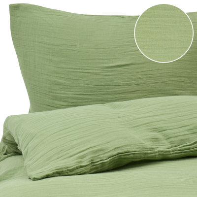 Beliani Duvet Cover Set Sumner 200 X 200 Cm Cotton Muslin Green - image 1
