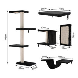 Thehotsale 4 Tier Cat Tower Floor To Ceiling Cat Tree Climbing Tree Tall Kitty Climbing Activity Center Black - thumbnail 7