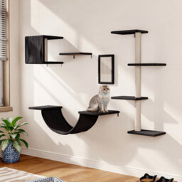Thehotsale 4 Tier Cat Tower Floor To Ceiling Cat Tree Climbing Tree Tall Kitty Climbing Activity Center Black - thumbnail 1