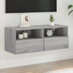 Berkfield Durable Tv Wall Cabinet Grey Sonoma 80X30X30 Cm Engineered Wood - thumbnail 2
