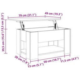 Berkfield Modern Coffee Table Sonoma Oak 79X49X41 Cm Engineered Wood - thumbnail 8