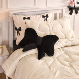 Ohs Bow Quilted 7.5 Tog Coverless Duvet With Pillowcase Winter Warm Bedding Set, Ivory - Double - thumbnail 2