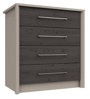 Burlington 4 Drawer Chest - Fired Earth And Anthracite Larch On Express Delivery And Ready Assembled