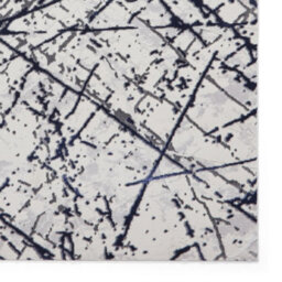 Blue Silver Abstract Marble Metallic Rug, 11mm Thick Stain-Resistant Rug, Modern Rug For Dining Room-160Cm X 230Cm - thumbnail 6