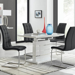 Furniturebox Uk Renato 120Cm High Gloss Extending Dining Table And 4 Black Murano Chairs - thumbnail 1