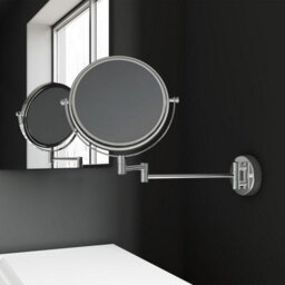 Cosmic Magnifying Mirror, Wall Mounted, Double Side, X1/x5, Swivel, Extendable Arm, Chrome, Architect Collection - thumbnail 4