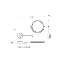 Cosmic Magnifying Mirror, Wall Mounted, Double Side, X1/x5, Swivel, Extendable Arm, Chrome, Architect Collection - thumbnail 5