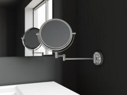 Cosmic Magnifying Mirror, Wall Mounted, Double Side, X1/x5, Swivel, Extendable Arm, Chrome, Architect Collection - thumbnail 3