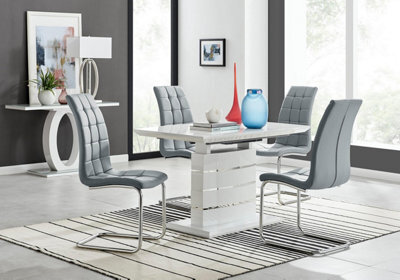 Furniturebox Uk Renato 120Cm High Gloss Extending Dining Table And 4 Grey Murano Chairs - image 1