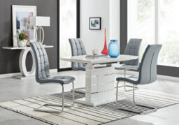 Furniturebox Uk Renato 120Cm High Gloss Extending Dining Table And 4 Grey Murano Chairs - thumbnail 1