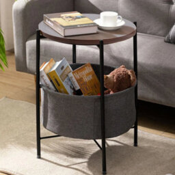 Small Space Balcony Tea Table Round Sofa Side Coffee Table & Storage Living Room - thumbnail 4