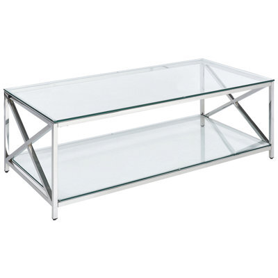 Beliani Coffee Table Audet Tempered Glass Silver - image 1