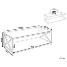 Beliani Coffee Table Audet Tempered Glass Silver - thumbnail 3