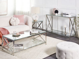 Beliani Coffee Table Audet Tempered Glass Silver - thumbnail 2
