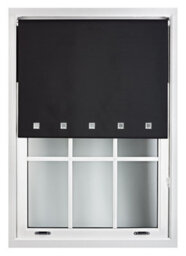 Furnished Blackout Roller Blinds With Square Eyelets And Metal Fittings- Black Trimmable (W)50Cm (L)165Cm - thumbnail 2