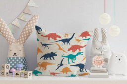 Warren Reed Designer Multicoloured Dinosaurs Cushions 45Cm X 45Cm - thumbnail 2