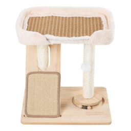 Living And Home Natural Wood Colour Cat Tree With Scratching Posts And Toy, 53Cm H - thumbnail 4
