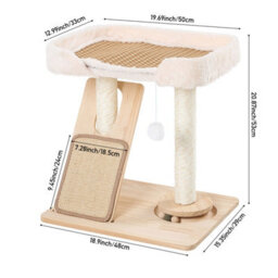 Living And Home Natural Wood Colour Cat Tree With Scratching Posts And Toy, 53Cm H - thumbnail 7