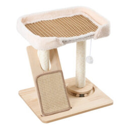 Living And Home Natural Wood Colour Cat Tree With Scratching Posts And Toy, 53Cm H - thumbnail 6