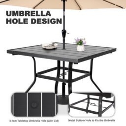 Avestar 5-Piece Garden Dining Set For 4 With Patio Table And 4 Stackable Garden Chairs With Breathable Textilene Surface, Black - thumbnail 7