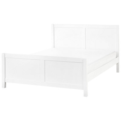 Beliani Bed Wood Champagnat 140 X 200 Cm (Eu Double) White - image 1