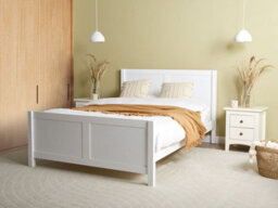 Beliani Bed Wood Champagnat 140 X 200 Cm (Eu Double) White - thumbnail 2