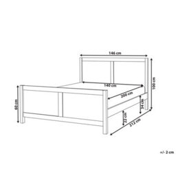 Beliani Bed Wood Champagnat 140 X 200 Cm (Eu Double) White - thumbnail 3