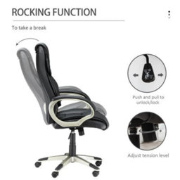 Executive Office Chair Faux Leather Computer Desk Chair W/ Wheel Black - thumbnail 6