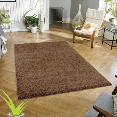 STALWART Modern Shaggy Rug - 5Cm Thick Pile Soft Touch Washable Area Rugs Carpet (Mocha, 120X170Cm) - image 1