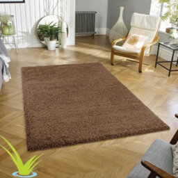 STALWART Modern Shaggy Rug - 5Cm Thick Pile Soft Touch Washable Area Rugs Carpet (Mocha, 120X170Cm) - thumbnail 1