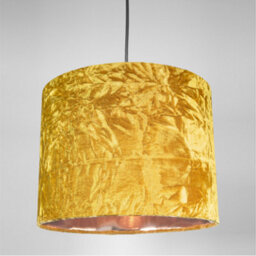 Happy Homewares Modern Ochre Crushed Velvet 8 Table/pendant Lampshade With Shiny Copper Inner - thumbnail 2