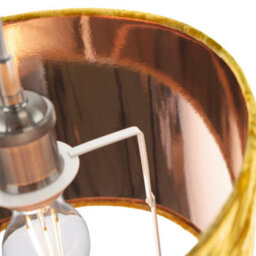 Happy Homewares Modern Ochre Crushed Velvet 8 Table/pendant Lampshade With Shiny Copper Inner - thumbnail 3