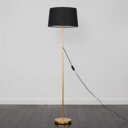 Valuelights Charles Gold Floor Lamp With Black Linen Shade And Bulb - thumbnail 5