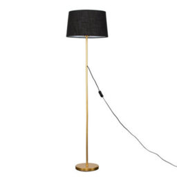 Valuelights Charles Gold Floor Lamp With Black Linen Shade And Bulb