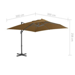 Walplus Cantilever Garden Parasol With Aluminium Pole 300X300 Cm Taupe - thumbnail 9