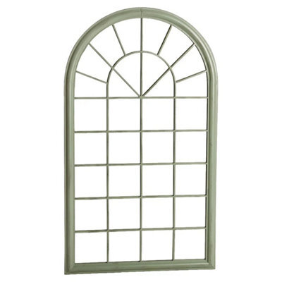 Green Arched Laurel Large Garden Wall Mirror - image 1