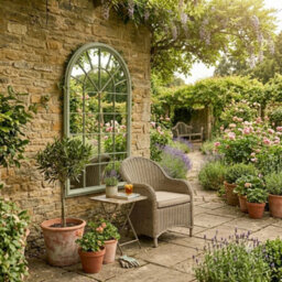 Green Arched Laurel Large Garden Wall Mirror - thumbnail 4
