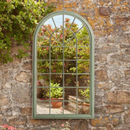 Green Arched Laurel Large Garden Wall Mirror - thumbnail 2