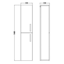 Clifton Bathroom Wall Mounted Tall Storage Unit 350mm Wide - Basalt Grey- (Choice) - thumbnail 3