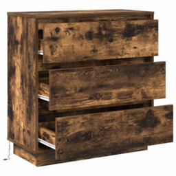 Berkfield Modern Bedside Cabinet With Led Smoked Oak 71X34.5X75 Cm Engineered Wood - thumbnail 6