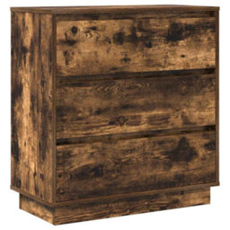 Berkfield Modern Bedside Cabinet With Led Smoked Oak 71X34.5X75 Cm Engineered Wood - thumbnail 1