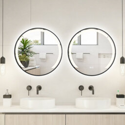 Gainoom 60 Cm Round Led Bathroom Mirror Aluminum Framed Circle Vanity Mirror Wall-Mounted Smart Sensor Mirror - thumbnail 9