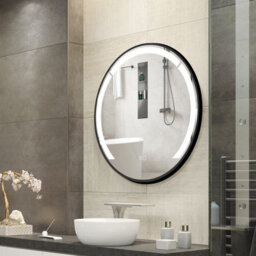 Gainoom 60 Cm Round Led Bathroom Mirror Aluminum Framed Circle Vanity Mirror Wall-Mounted Smart Sensor Mirror - thumbnail 8