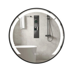 Gainoom 60 Cm Round Led Bathroom Mirror Aluminum Framed Circle Vanity Mirror Wall-Mounted Smart Sensor Mirror - thumbnail 1