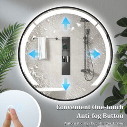 Gainoom 60 Cm Round Led Bathroom Mirror Aluminum Framed Circle Vanity Mirror Wall-Mounted Smart Sensor Mirror - thumbnail 3
